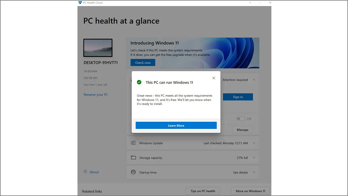 Windows 11 PC Health Check App