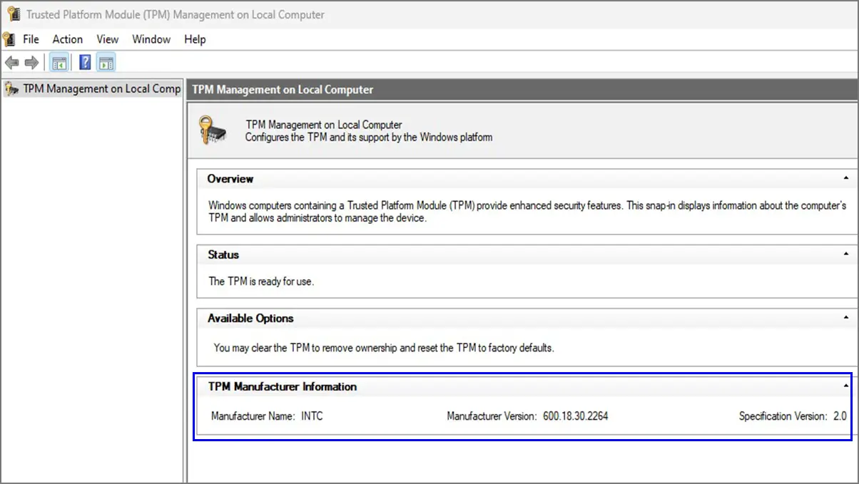 Checking TPM Version on your Windows PC