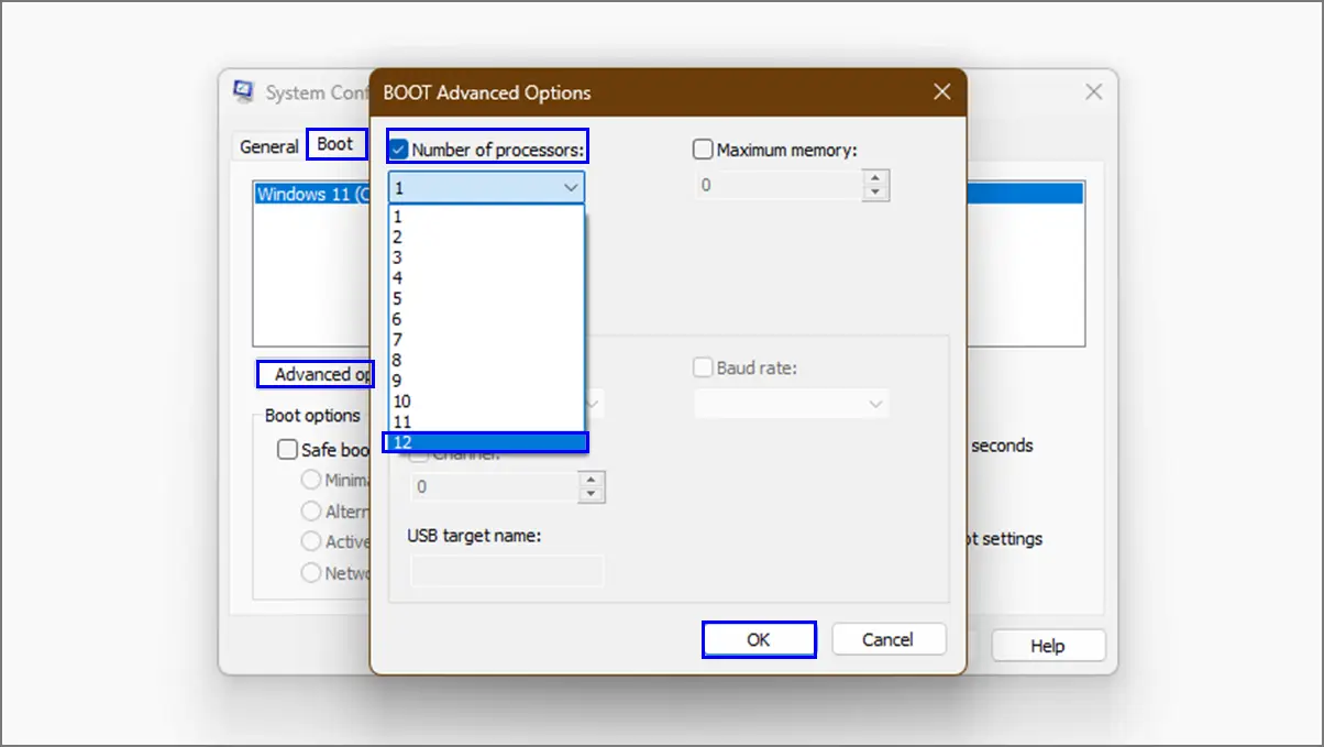 boot advanced option for number of processors - How to Optimize Your Windows 11 PC for Gaming Performance