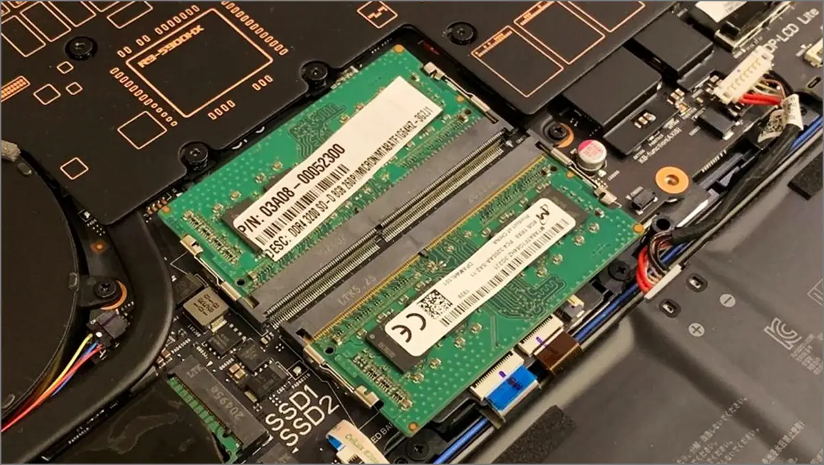 RAM sticks on a Windows 11 laptop